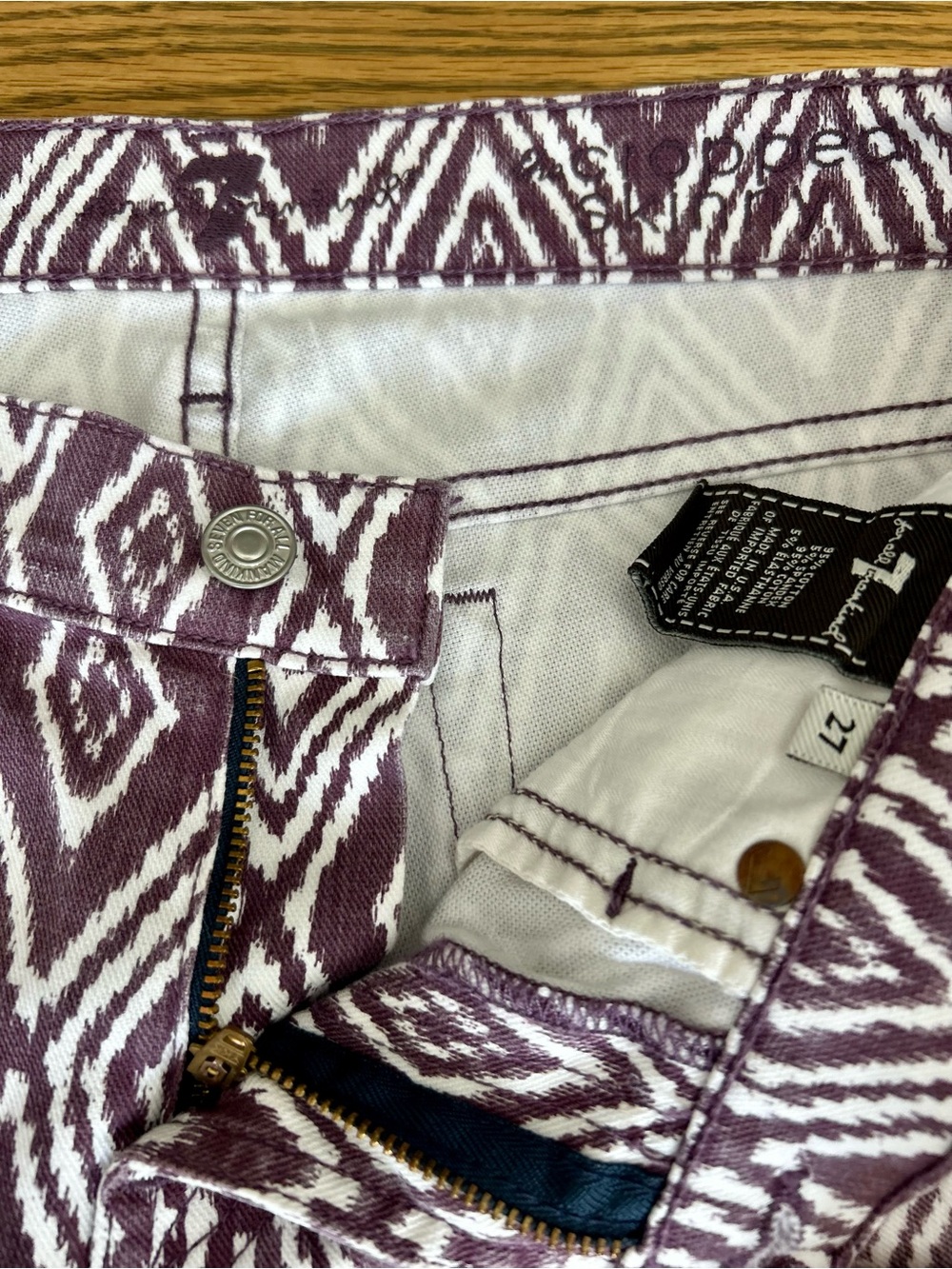 7 For All Mankind Gwenevere Ikat Skinny Cropped Jeans, size 27 - Picture 6 of 11